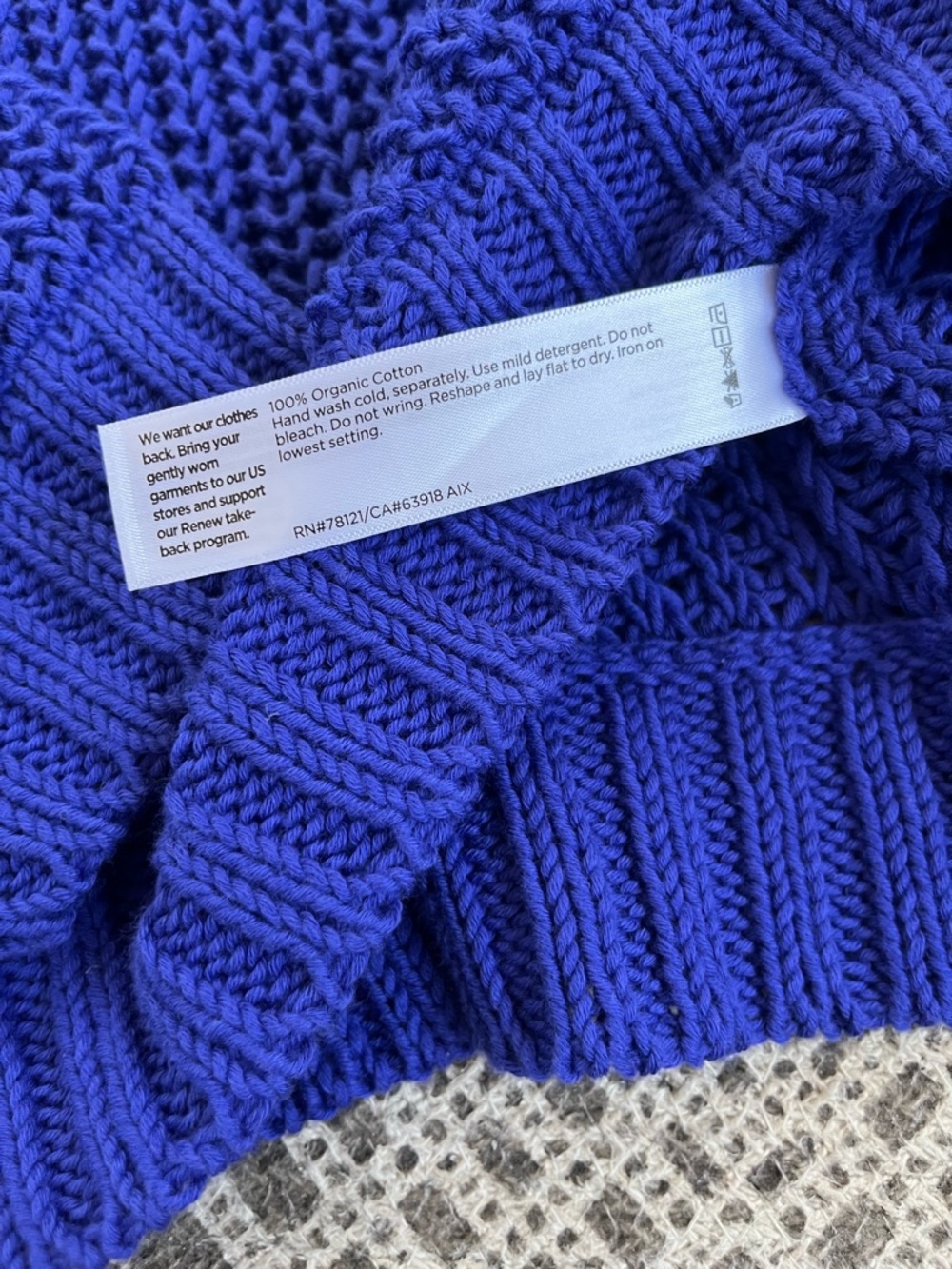 New 100% Organic Cotton Eileen Fisher Royal Blue Crewneck Open Stitch Sweater L - Picture 5 of 11